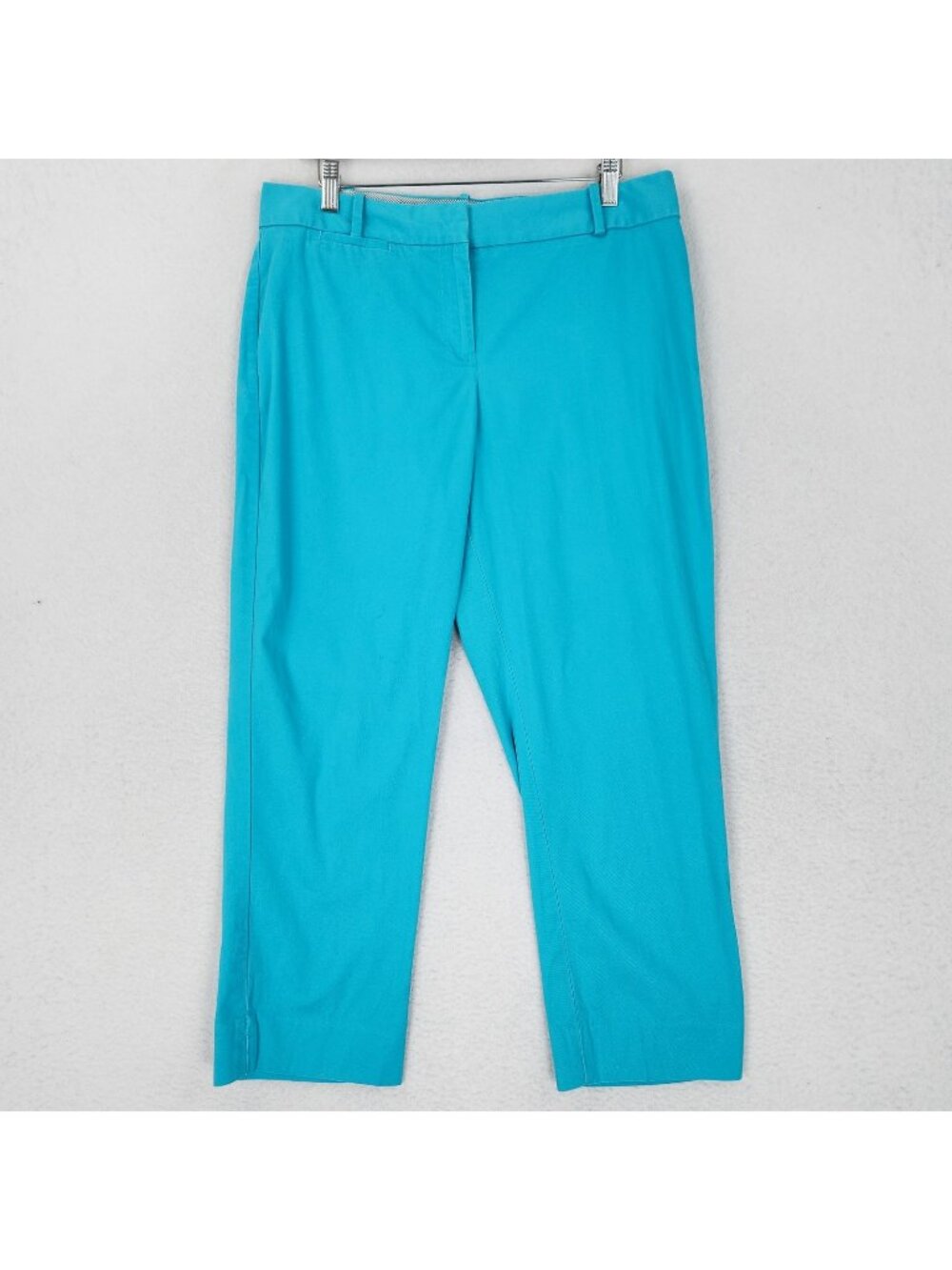 Talbots Pants Womens 10 Blue Curvy Crop Straight Leg Twill Chino Stretch Casual